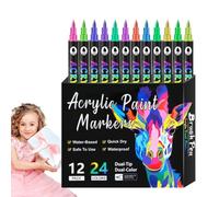 Generico Acrylic Markers Set - Double-Tip 16.5cm | Double-Tip Painting Pens for Wood Quick-Drying Art Drawing Supplies Permanent Markers | Brush Fine Paint Pen Set 24 48 72 120 Colors Kit