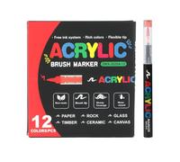 Generico Acrylic Paint Markers - 12 Colors | Brush Tip Paint Pens