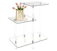 Generico Acrylic Side Table, Modern Nightstand, Clear 3-Layer Table, Sturdy Acrylic Build, Lightweight Design, Stylish Transparency, Easy Assembly, Space Saving, Bedroom, Living Room, 43x25x58cm
