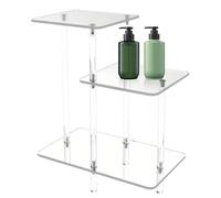Generico Acrylic Side Table with 3 Clear Storage Layers, Modern Nightstand for Bedroom, Living Room, Patio, or Apartment, Transparent Organizer Shelf for Books, Phones, and Decor