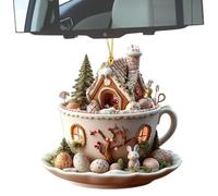 Generico Acrylic Spring Ornaments - Easter Bunny Egg Coffee Cup Pendant | Funny Landscape Keychain Decoration, 15g Lightweight, 7.8x8cm And 7.9x8cm Sizes, Seasonal Accessories for Holiday Birthday