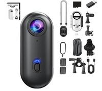 Generico Action Snap Camera, 4k Thumb Action Cameras, Go Snap Body Cam, Wearable Actions Camera with 360° RotationSpring Clip, Mount Anywhere, for POV, Cycling, Dive (Black 1080 64G)