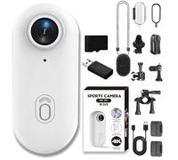 Generico ActionSnap-Thumb Action Camera, Action Snap 4k Thumb Actions Cameras, 4 k Mini Handsfree Bodycam, 360° Rotation Portable Wearable Mini Snap Cam, for POV, Cycling, Diving (64G,White*1080)