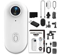 Generico ActionSnap-Thumb Action Camera, Action Snap 4k Thumb Actions Cameras, 4 k Mini Handsfree Bodycam, 360° Rotation Portable Wearable Mini Snap Cam, for POV, Cycling, Diving (128G,White*4K)