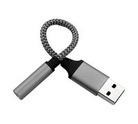 Generico Adattatore Audio USB a Jack 3.5mm - Scheda Audio EsternaUSB per PC e Laptop | Convertitore USB-A a Aux con Supporto Microfono, Cavo in Nylon, Plug & Play (Grigio Argento)