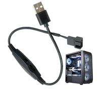 Genérico Adattatore per ventole per PC, convertitore PWM USB a 3/4 pin, connettore per ventole con custodia, per PC, computer desktop, raffreddamento e manutenzione dell'auto