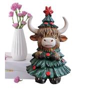 Generico Add festive rustic charm to any room with this Christmas Highland Cow Statue. Handcrafted with attention to detail, this cute and whimsical cow figurine is dorm rooms, farmhouse kitchens,