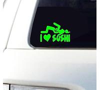 Generico Adesivo Divertente I Love Sushi Milf Sex hub Auto Moto Casco Decalcomanie Scegli Colore -cod.1904 (069 Verde Fluo)