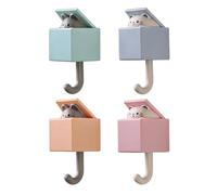 Generico Adhesive Hooks, Cute Cat Hanger, Space Saving Towel Key Holder