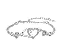 Generico Adjustable Charm Bracelets for Women - Trendy Heart to Heart Bangles with Dreamy | Copper Fashion Jewelry Accessories for Girls, Teens, Women | Romantic Gift for Birthday, Valentin