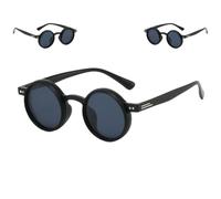 Generico Adjustable Color Sunglasses Round Polarized with Built-In ND Filter Adjustable Retro Sunglasses for Men 1-9 Gears Manual (Black)
