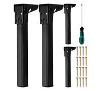 Generico Adjustable Folding Furniture Legs, Adorable Sofa Leg Replacements, 4-Pack Laptop Table Legs with Non-Slip Rubber Feet for Cabinet, Bed, Dresser and Cupboard, Black
