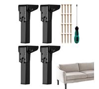 Generico Adjustable Folding Furniture Legs, Adorable Sofa Leg Replacements, 4-Pack Laptop Table Legs with Non-Slip Rubber Feet for Cabinet, Bed, Dresser and Cupboard, Black