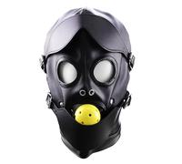 Generico Adjustable PU Leather Bondage Hood with Removable Ball Gag Detachable Blindfold Full Head Mask Gimp Mask Headgear for Men Women Couples Roleplay (Yellow)
