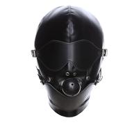 Generico Adjustable PU Leather Bondage Hood with Removable Ball Gag Detachable Blindfold Full Head Mask Gimp Mask Headgear for Men Women Couples Roleplay (Black)