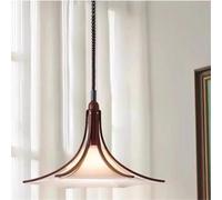 Generico Adjustable Retractable Dining Table Wooden Fabric Lighting Fixtures For Vintage Restaurants With Solid Wood Pendant Lights