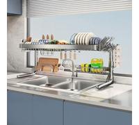 Generico Adjustable Stainless Steel Dish Drainer Over Sink Large Dish Drainer for Kitchen Countertops Dish Drying Cabinet with Doors,Full Set of Primary Colors-Single Layer