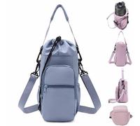 Generico Adjustable Strap Water Bottle Shoulder Bag,Carrier Bag,Bottle Crossbody Holder with Phone Pocket,Insulated Protective Sleeve,for Walking Hiking Camping Gym Men Women (Blue)