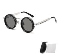 Generico Adjustable Tint Rounded Polarized Lenses Retro Sunglasses, 1-9 Gear Manual Tint Control with ND Filter for Men Women (Sliver,A)