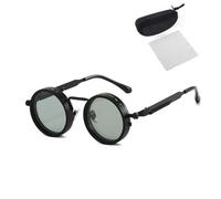 Generico Adjustable Tint Rounded Polarized Lenses Retro Sunglasses, ND9 Stepless Lens with 1-9 Gear Transition, UV Protection, for Men Women (Black)