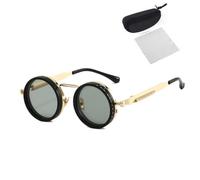 Generico Adjustable Tint Rounded Polarized Lenses Retro Sunglasses, ND9 Stepless Lens with 1-9 Gear Transition, UV Protection, for Men Women (Gold)