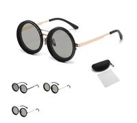 Generico Adjustable Tint Sunglasses, Ballee Sunglasses, Retro Nd Filter, 1-9 Gears Adjustable Tint Sunglass with Built (gold)