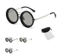 Generico Adjustable Tint Sunglasses, Ballee Sunglasses, Retro Nd Filter, 1-9 Gears Adjustable Tint Sunglass with Built (silver)