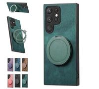 Generico Admitof Magnetic Shockproof Leather Ring Stand Case for Galaxy S25/S24/S23/S22 Series, 2025 New Business Anti-Fingerprint Full Cover PU Leather Phone Case(Green,for Galaxy A53)