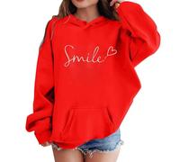 Generico Adolescente Ragazze Felpa con Cappuccio Morbida Felpe Grafica Pullover Ampia Abbigliamento per Autunno Casual Scuola Cappotto Moda lescenti Bambine e 4-15 Anni