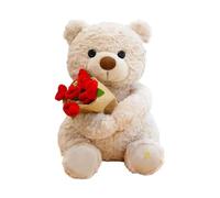 Generico Adorable Rose Holding Bear - Romantic Animal Plush | Soft Stuffed Toy for Valentine's Day, Charming Birthday Keepsake for Couples, Perfect for Wedding Celebrations