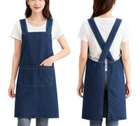 Generico Adult Cross-Back Denim Apron,Lightweight Cotton Apron with Front Pocket,Durable and Stain-Resistant Kitchen Work Aprons