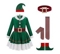 Generico Adulto Costume da Elfo per di Natale Cappello da Elfo Camicia Pantaloni Vestito da Carnevale di Natale Cosplay,Vestito Babbo Natale Donna,Idee Regalo Natale Particolari