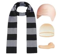 Generico Adults Costume Accessories Set, Cosplay Parties Headwear, 4 Piece Striped Scarf Wig Hat Nose, Fun Dress Up Kit, Themed Event Props for Halloween and Costume Use, Multicolor
