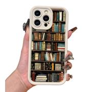 Generico Aesthetic Cartoon Bookshelf Phone Case,Vintage Bookshelf Floral Phone Case,Compatible for iPhone 16 Pro Max Cases,Shockproof Non Slip Soft for iPhone 16 15 14 13 12 11 Pro Max Xr Xs Plus