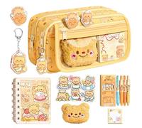 Generico Ästhetisches Federmäppchen - Schreibwaren-Set Für Die Schule, Federmäppchen Mit Fächern | Für Schüler, Kinder, Mädchen, Zuhause, Lernen, Reisen, Geburtstag, Weihnachtszeit,