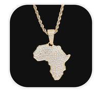 Generico Africa Necklace Fashion Copper set with zircon Country Republic Flag Pendant Jewelry for Women Men Hip Hop Gift (Style B)