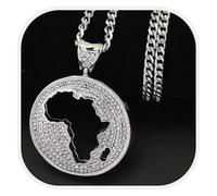 Generico Africa Necklace Fashion Copper set with zircon Country Republic Flag Pendant Jewelry for Women Men Hip Hop Gift (Style D)