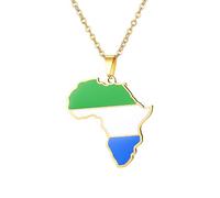 Generico Africa Sierra Leone Necklace Fashion Stainless Steel Country Republic Flag Pendant Jewelry for Women Men Hip Hop Gift