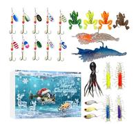 Generico Aftelkalender voorKerstmisvissen - 24 dagen aftellen voorkerstadvent | Kit voorhengelsportartikelen | voorpapa vriendje tieners mannen Visser stroom Meer Rivier Forel Bas zoetwater zoutwater