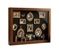Generico Aggiorna il kit cornice Shadow Box con museo e figurine in miniatura in oro, per silhouette per esposizione di foto con luce per la casa, esposizione di nozze di San