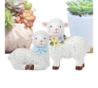 Generico Agnello in Miniatura - Figurine di Pecora | Piccole sculture di Pecore da Giardino Primaverile per Vassoio a più Livelli della Fattoria, Vaso di Fiori per Interni/Esterni e Giardino fatato