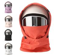 Generico Agriculturi Waterproof Fleece-Lined Hood, Right Over Helmet Balaclava Hoodie, Winter Windproof Full Warm Ski Helmet Cover W/Drawstr for Men And Women (Orange)
