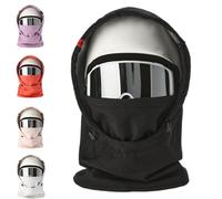 Generico Agriculturi Waterproof Fleece-Lined Hood, Right Over Helmet Balaclava Hoodie, Winter Windproof Full Warm Ski Helmet Cover W/Drawstr for Men And Women (Black)