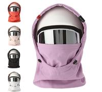 Generico Agriculturi Waterproof Fleece-Lined Hood, Right Over Helmet Balaclava Hoodie, Winter Windproof Full Warm Ski Helmet Cover W/Drawstr for Men And Women (Purple)