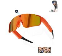 Generico Ai Smart Glasses with Camera 4K, Polarized Sunglasses with UV400 Lens, EIS Stabilization, Dual Mic Noise Canceling, Built-in Storage for Cycling & Hiking (Orange-red)