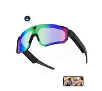 Generico Ai Smart Glasses with Camera 4K, Polarized Sunglasses with UV400 Lens, EIS Stabilization, Dual Mic Noise Canceling, Built-in Storage for Cycling & Hiking (Black-blue)