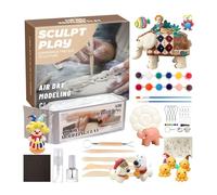 Generico Air Dry Clay, Modeling Clay Set, Soft Pottery Kit, Includes Paint Brushes Tools, Easy to Shape and Decorate, Party Gift Use, 6.3x6.3x1.97 Inches Multicolor 1 Set