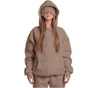 Generico Airplane Mode Travel Hoodie with Eye Mask, Travel Hoodie with Secret Pockets Womens, Sweatshirt Pullover for Flying Sleeping, Wearable Blanket Hoodies for Men Women Sleep (Coffee,S)