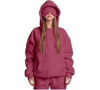 Generico Airplane Mode Travel Hoodie with Eye Mask, Travel Hoodie with Secret Pockets Womens, Sweatshirt Pullover for Flying Sleeping, Wearable Blanket Hoodies for Men Women Sleep (Rose Red,XL)