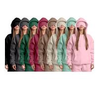 Generico Airplane Mode Travel Hoodie with Eye Mask, Travel Hoodie with Secret Pockets Womens, Sweatshirt Pullover for Flying Sleeping, Wearable Blanket Hoodies for Men Women Sleep (8MIX,L)